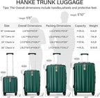 Hanke 24 Inch Checked Luggage Front Opening Rolling Suitcase Hard Sided Luggage with Spinner Wheels Travel Luggagefor Woman Men.(Dark Green)