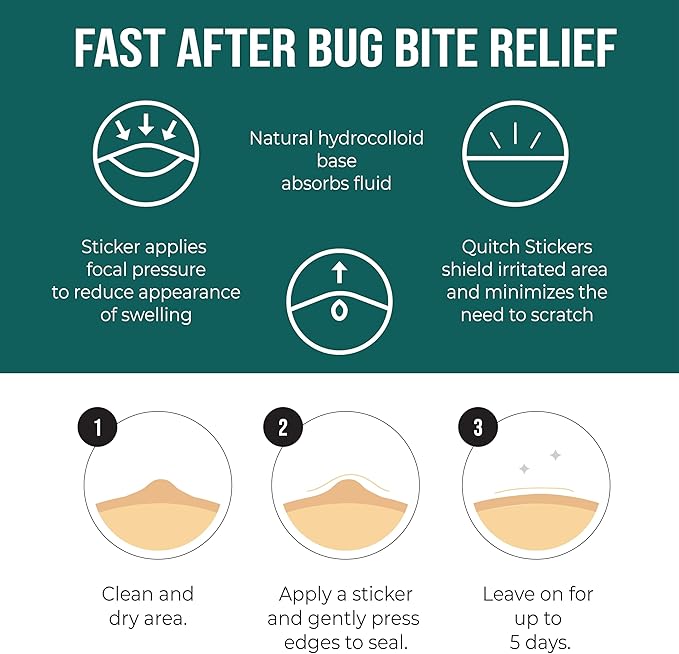 quitch Mosquito Bite Relief Magic Theme Patches, Bug Bite Anti Itch Cream Alternative for Kids and Baby, Insect Bite Relief, After Bite Relief, Travel Essential for Summer Camp, Cruise and Outdoors