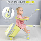 Orzbow 2-In-1 Ride On Luggage, Expandable Ride On Suitcase for Kids with Spinner Wheels, Carry On Luggage with Detachable Seat, Double as Stroller, Safety Guardrail, Help Your Child Relax, Yellow