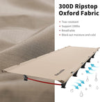 Naturehike Ultralight Camping Cot, Easy to Assemble Folding Tent Cot, Compact & Protable Camping Bed for Camping, Mountaineering, & Hiking, Supports 330lbs with Carry Bag, Kahki