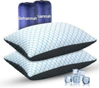 Gehannah Travel Pillow - Compressible Camping Pillow for Sleeping, Shredded Memory Foam Pillow with Storage Bag Compact Supportive (Grey, Large(2 Pack))