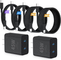 QZIIW Super Fast Samsung Charger Type C,45W Dual Port USB C Fast Charger Block [2-Pack] & Extra Long 60W 3/6/10/10FT USB C Cable - PD Quick Charging 3.0 For Samsung Galaxy S25 Ultra/S24+/S23 iPhone 16
