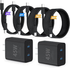 QZIIW Super Fast Samsung Charger Type C,45W Dual Port USB C Fast Charger Block [2-Pack] & Extra Long 60W 3/6/10/10FT USB C Cable - PD Quick Charging 3.0 For Samsung Galaxy S25 Ultra/S24+/S23 iPhone 16