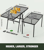 Foldable Grill Table with Mesh Desktop, 200lbs 4Ft Portable Folding Table, Height Adjustable Metal Table for Ourdoor, Camping, Picnic, BBQ and Beach, RV, 47.24" L x 23.62" W