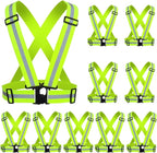 Reflective Running Vest 2-10 Pack, High Visibility Reflective Gear Night Cycling Safety Vest Strap for Men Women Kids