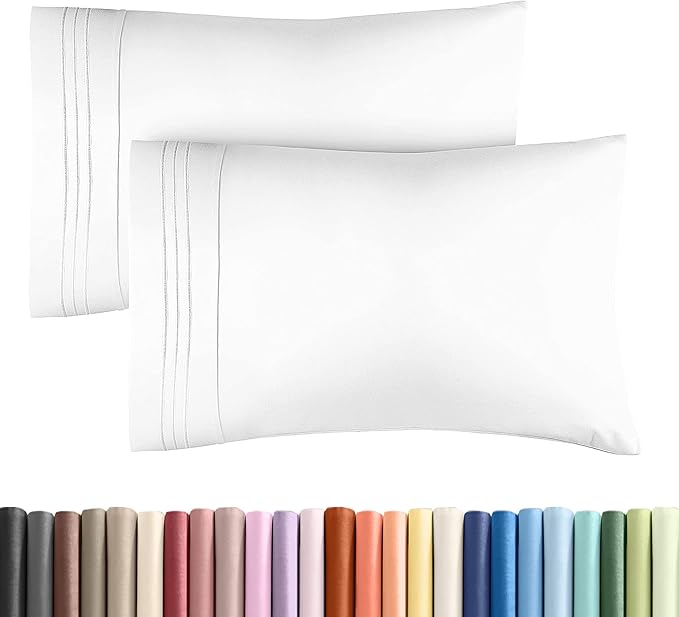 Queen Pillow Cases Set of 2 - Hotel Quality Queen Pillowcase Covers - Ultra-Soft, Comfortable, Cozy Bedding for Women, Men, Kids & Teens - Wrinkle Free & Machine Washable - White (No Pillows Included)