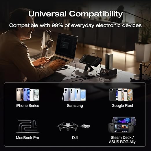 EF ECOFLOW Rapid Pro Power Bank 20000mAh, 230W Max Output with 100W Built-in Cable, 4-Port Portable Charger, Up to 120W Charging Power, Compatible with iPhone Series, Samsung, Laptop and More