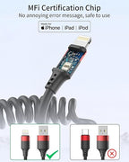 Coiled USB to Lightning Cable for Car, 2 Pack Retractable Lightning Cable Coiled iPhone Charger Cord Fast Charging for iPhone 14 13 12 11 Pro Max Mini 10 8 Plus XR SE, AirPods [MFi Certified]
