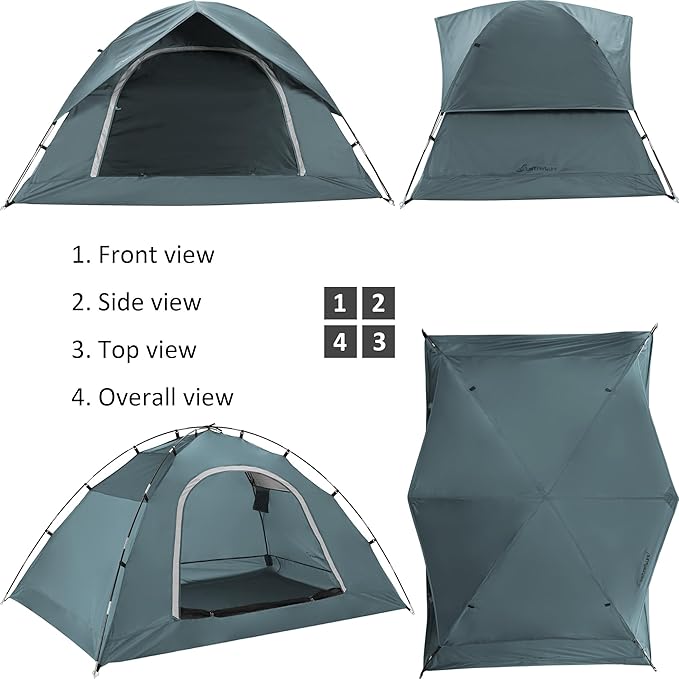 Vela Camping Tent for 2 Person, 4 Person, 6 Person - Waterproof Two Person Tents for Camping, Small Easy Up Tent for Family, Outdoor, Kids, Scouts in All Weather and All Season by Clostnature
