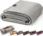 Merino Wool Blend Camping Blanket Ultra Warm, Moisture Wicking, Portable Outdoor Blanket for Camping, RV Trips, Adventures, Picnic, Bushcraft Survival Kits, Large 86"x62"