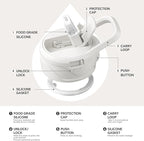 IDEUS Insulated Stainless Steel Water Bottle with 2 Leak-Proof Lids, Thermal Water Flask for Hiking Biking, 32oz, White