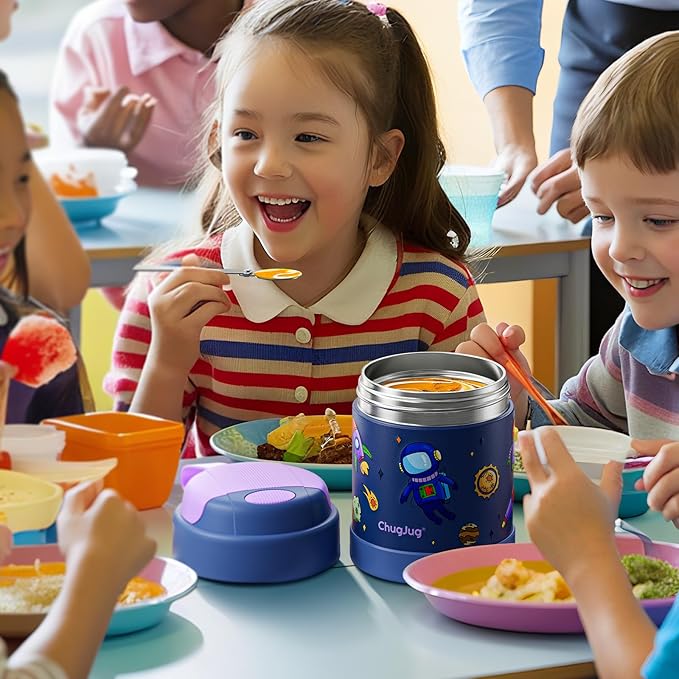 10 oz Soup Thermo for Hot Food Kids Insulated Food Jar with Spoon, Lunch Thermo Container, Width Mouth Vacuum Stainless Steel Food Thermo for School Travel, Leakproof, Easy to Open(Blue)