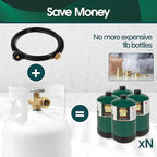 KOMAN Propane Hose - 8FT Adapter, 20lb to 1lb Converter for QCC1/Type1 Tank, CSA Certified