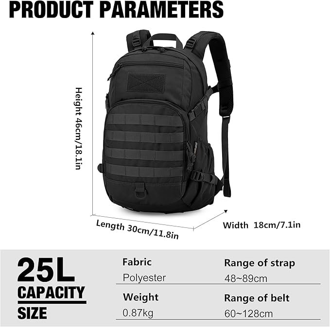 Mardingtop Small Tactical Backpack,Molle Hiking Backpack for Backpacking,Cycling and Biking,25L Backpack
