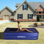UPWELL Inflatable Air Mattress Twin with Built in Pump Comfort Blow up Bed Waterproof Fast&Easy Set up Dura Beam Strong Support Mattress for Home Guests & Camping Navy Blue