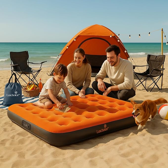 Air Mattress with Built-in USB Rechargeable Pump Camping Inflatable Mattress Portable Blow up Mattress Air Bed Guest Bed for Home Outdoors Hiking Travel