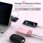 J2621 Power Bank Portable Charger,20000mAh 45W PD3.0 QC 4.0 Fast Charging Battery Pack with LED Display,2 USB-C,2 USB-A for iPhone 15 16, MacBook (Pink)