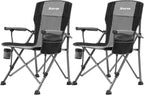 XGEAR Camping Chair Hard Arm High Back Lawn Chair Heavy Duty with Cup Holder, for Camp, Fishing, Hiking, Outdoor, Carry Bag Included