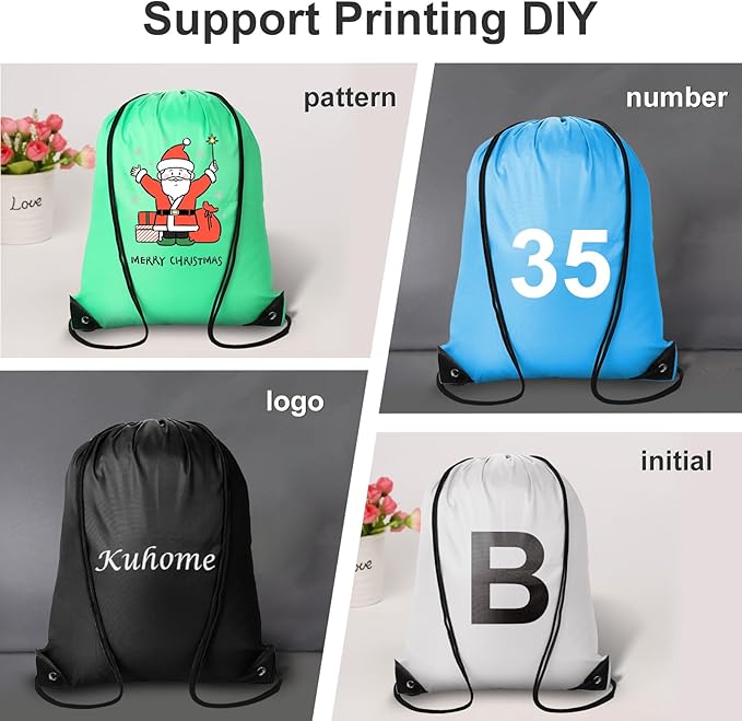 Kuhome 300Pcs Drawstring Backpacks Bulk String Bag Cinch Sack Pack Storage Knapsack Polyester Gift Bags Sports Drawstring Bags for Trip Gym Party Bags(20 Colors)