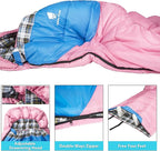 GEERTOP Flannel Sleeping Bags for Adults Big & Tall People Portable Cold Weather Envelope XXL All Seasons Camping Sleeping Bag