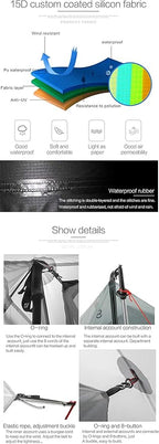 Lanshan 2 Person Tent Hiking Ultralight Camping Tent Professional 15D Silnylon Rodless Trekking Pole Tent Waterproof Backpacking Outdoor for Camping, Bivvy