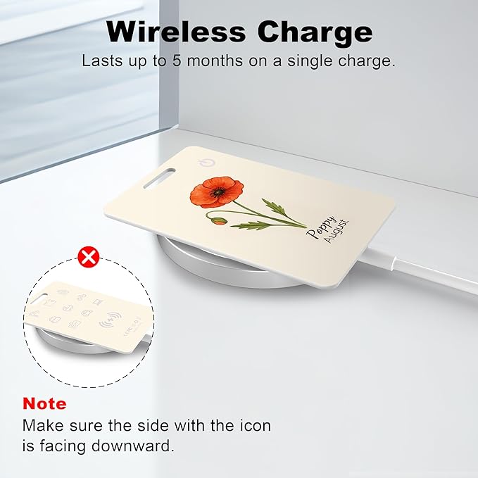 Wallet Tracker Card (iOS Only), Rechargeable Bluetooth Smart Tracking for Apple Find My Compatible Anti Tracker for Men Women Slim Item Locator for Purse Passport Key Luggage Tag (1Pcs/AUG FLR)