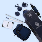 64 Oz Insulated Water Bottle with Strap Stainless Steel Sports Water Bottle with 3 Lids (Straw, Chug and Flip Lid) Leak Proof Metal Half Gallon Jug for Men & Women - Navy Blue