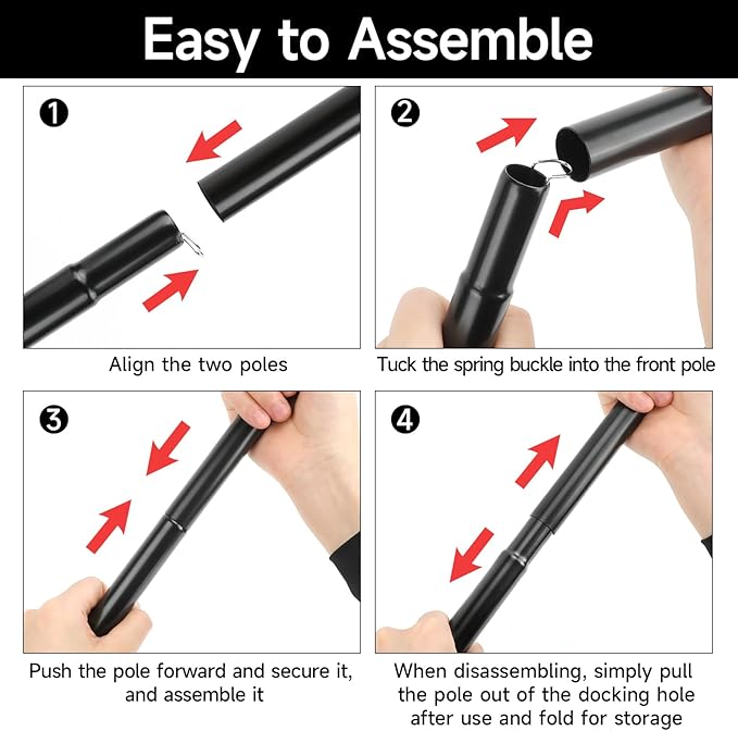 SAN LIKE Tent Poles Iron Camping Tarp Poles 76.6in Telescoping Tarp Tent Poles Adjustable Collapsible Tent Poles Canopy Rain Awning Shelter Backpacking Hiking (5 Sections)