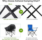 Oversized Camping Chairs, Camp Chairs, Camping Chairs for Heavy People, Padded Outdoor Folding Moon Chairs with Extra Wide Seats, Lawn Chairs Folding Supports up to 350lbs