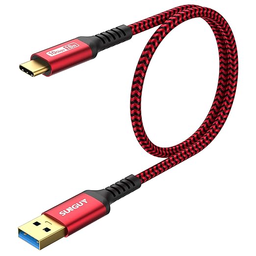 SUNGUY 10Gbps Android Auto USB C Cable, 1.5FT 3A USB 3.1 Gen 2 Fast Charging & Data Transfer USB C CarPlay Cable, Compatible with iPhone 17/16/15 Pro Max, Galaxy S22 S21 Note 20, Pixel 6 5 (Red)