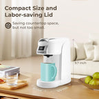 CHULUX Classic Single Serve Coffee Maker for K Cup, One Button Easy Coffee Machine for Office, RV, Travel and Dorm, White