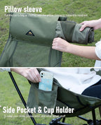 iClimb Ultralight Compact Camping Folding Beach Chair with Anti-Sinking Large Feet (Green - Triangular Frame High Back - 2PC)
