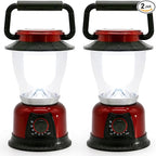 LED Lantern Variable Power Retro Battery Powered Camping Light, COB High Brightness Dimmable Camping Lamp for Hiking, Fishing, Repairing and Emergency Lighting (Red-2 Pack)