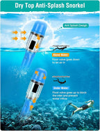 Snorkel Set Adults Snorkeling Gear Anti-Fog Panoramic View Swim Mask Dry Top Snorkel Kit with Carry Bag for Snorkeling Scuba Diving Swimming Travel