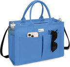 TOPDesign Heavy-Duty Canvas Tote Bag for Women, Adjustable Crossbody/Shoulder Handbag with 9 Pockets, Everything Tote