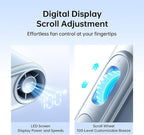 JISULIFE Portable Neck Fan, 100-Speed Adjustable 40000 RPM Personal Mini Necklace Wearable Belt Fan, 16H Rechargeable Battery 4500mAh with LED Display for Outdoor, Travel, Camping,Gifts- Blue