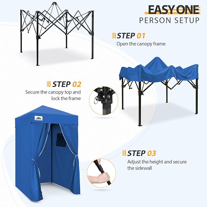 EAGLE PEAK Flex Ultra Compact 4x4 Pop-up Canopy, Sun Shelter, Changing Room, Portable Privacy Canopy Cabana for Pool, Fashion Photoshoots, or Camping, Blue