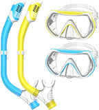 Snorkeling Gear for Kids, Kids Snorkel Set for Ages 6-14, Dry Top Snorkel, Mask Set Kid Swimming Goggles Diving Mask Combo Set Anti-Fog Panoramic View Scuba Packages