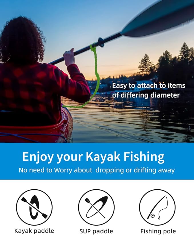 OCEANBROAD Kayak Paddle Leash Stretchable Strap Lanyard Rope for SUP Kayaking Boating Canoeing Fishing Pole Rod 4-7 Feet