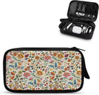Bohemia Flower Print Electronics Organizer, Travel Cable Organizer bag, Portable Cord Storage/Charger Storage/Cable Storage, Compact Tech Bag & Charger Case