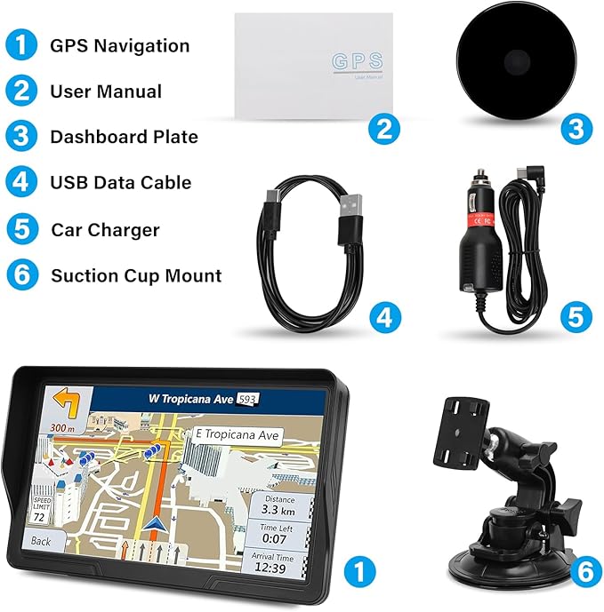 GPS Navigator for Car Truck RV - 9 Inch HD Navigation System with 2025 Maps, Free Lifetime Updates, Custom Truck Routing (Blue)
