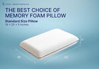 Vaverto Gel Memory Foam Pillow - Standard Size, 1 Pack, Firm Pillow for Neck and Shoulder Support, Orthopedic, Firm, Cooling, Contoured Memory Foam Pillows for Back, Side, Stomach Sleepers