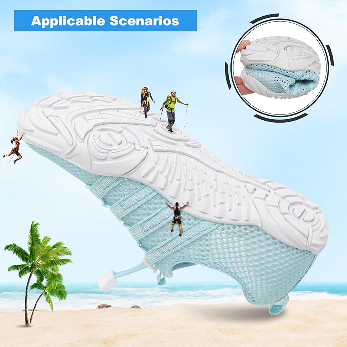 L-RUN Barefoot Water Shoes Women Mens Aqua Sock Athletic Hiking Water Sports Shoes for Swim Beach Pool Sand Diving Walking