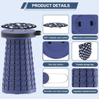 ALEVMOOM 2025 Upgraded 18.1" Collapsible Stool with Cushion & Carry Bag, 600lbs Max Weight Portable Telescoping Stool, More Sturdy Lightweight Retractable Seat Folding Chair for Camping & Outdoors