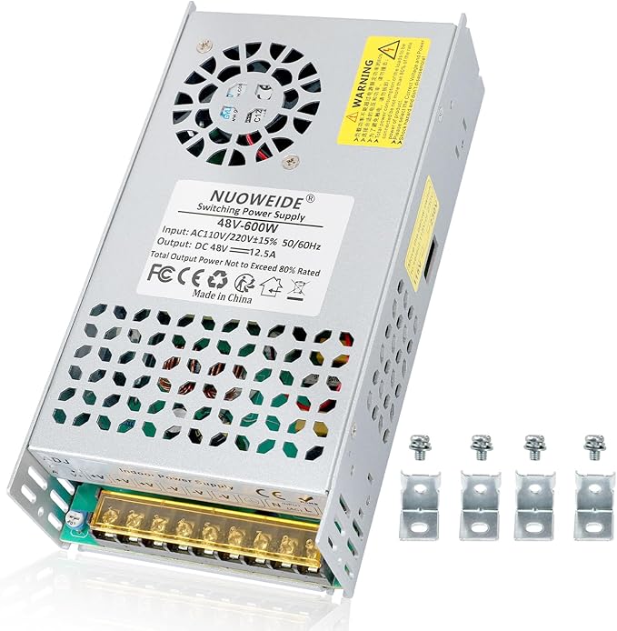 DC 48V 12.5A 600W Power Supply Adapter 110V AC to 48V DC Converter Power Supply for Drive Sensor Lamp Meter Controller Servos Electric Motor