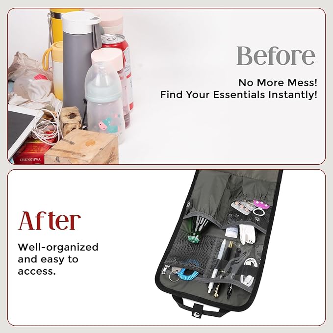 Unisex Foldable Vertical Backpack Organizer Insert for Tote Bag, Carry On, Picnic, Camping - With Pockets & Handle