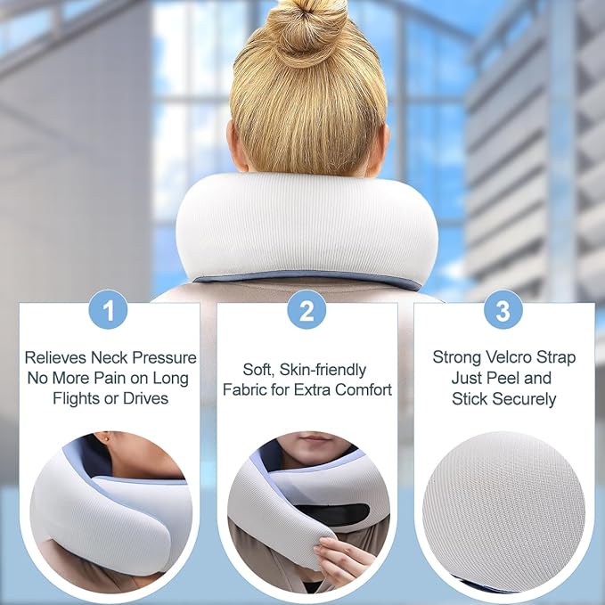 Travel Pillows for Airplanes,Memory Foam Neck Pillow for Traveling,Smooth & Cooling Fabric Plane Pillow for Long Flight,Ideal for Travels,Airplanes,Offices,Cars,Trains
