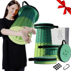 ALEVMOOM Upgraded 19.7" Portable Collapsible Folding Stool Retractable Telescoping Foldable Stool for Adults Heavy Duty Camping Sturdy with Max Load Capacity 1000lbs for Outdoor Fishing Hiking BBQ