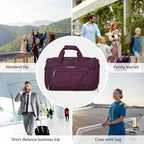 Hanke Small Travel Duffel Bag, Under Seat Carry On Personal Item Bag with 11 Pockets, Lightweight Water Resistant Foldable Weekender Bag with Trolley Sleeve for Travel Gym Daily Use（Purple）