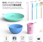WheatStraw Dinnerware Sets for 4 - Alternate To Plastic Dishes - Dishwasher Safe Microwave Plates - Unbreakable Dinnerware Set - Wheat Straw Dishes - Lightweight Camping Plates & RV Dishes